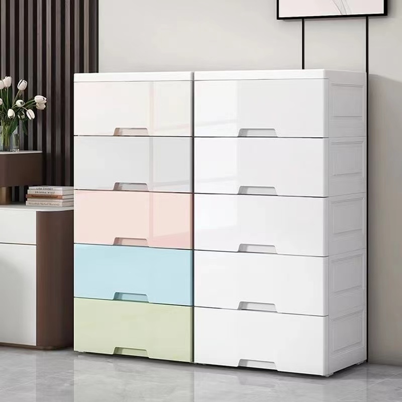 Cable Box Organizer - Multi-Layer Drawer-Type Storage Cabinet with Wheels,