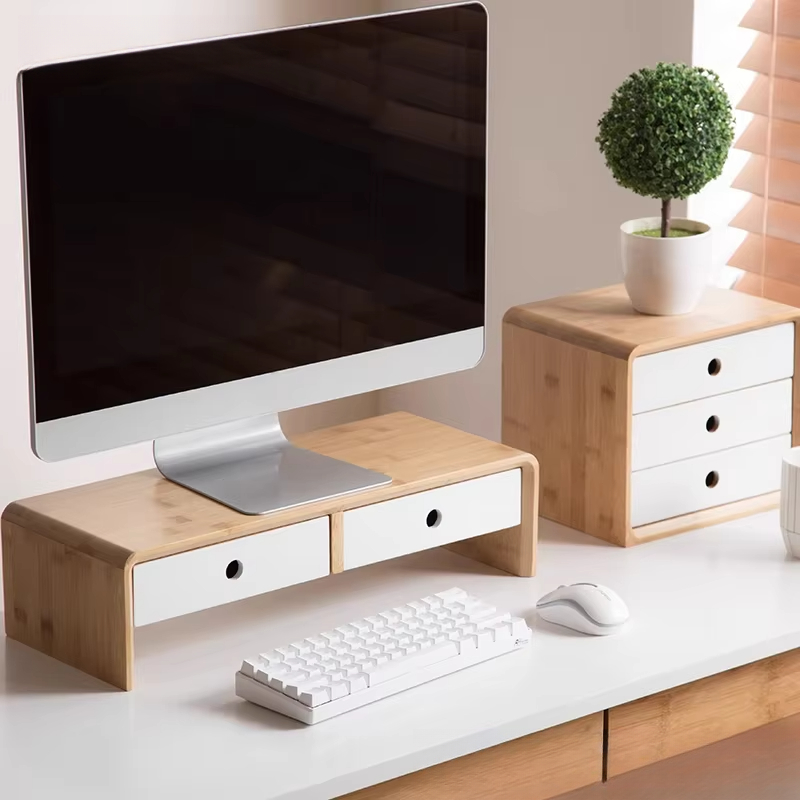 Monitor Riser Wood - Bamboo Laptop Monitor Riser Eco-Friendly Desktop