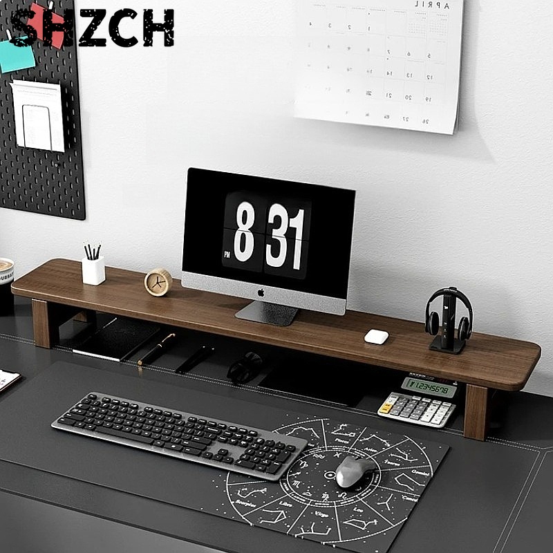 Monitor Riser Wood - Walnut Monitor Stand Riser Adjustable Solid