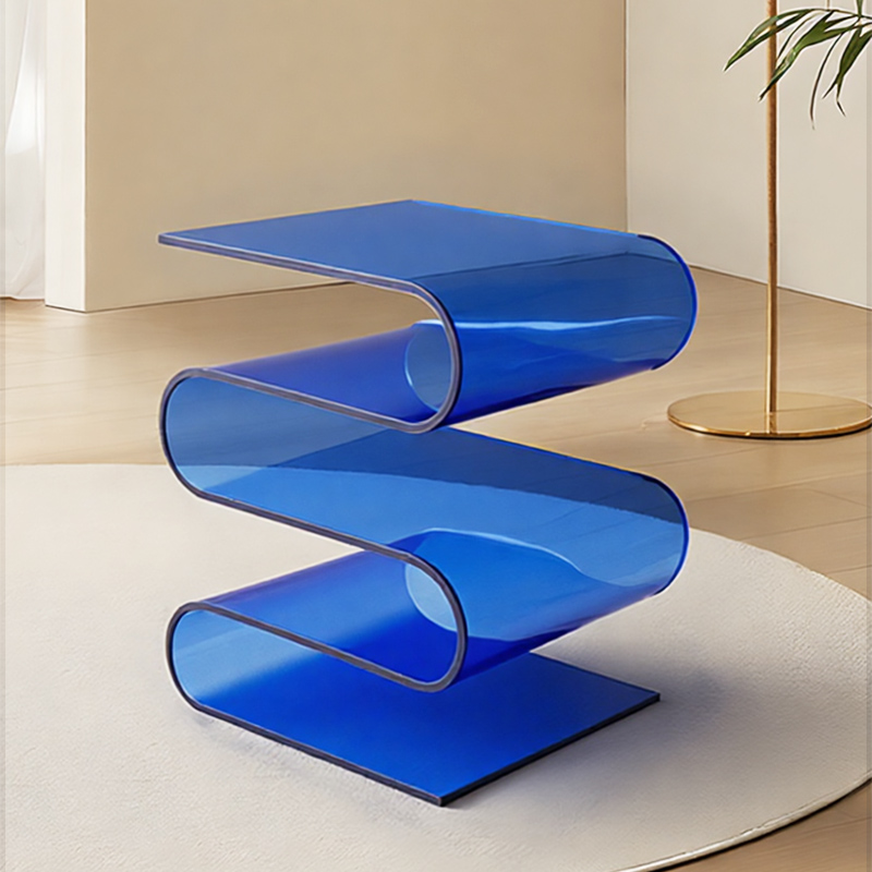 Desk Setup Minimalist - Thickened acrylic wavy edge table, modern