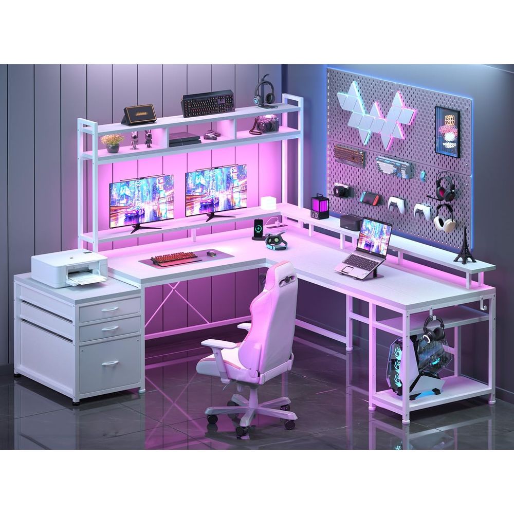 104-inch L-Shaped Desk for Dua - Desk Setup Dual Monitor review and price