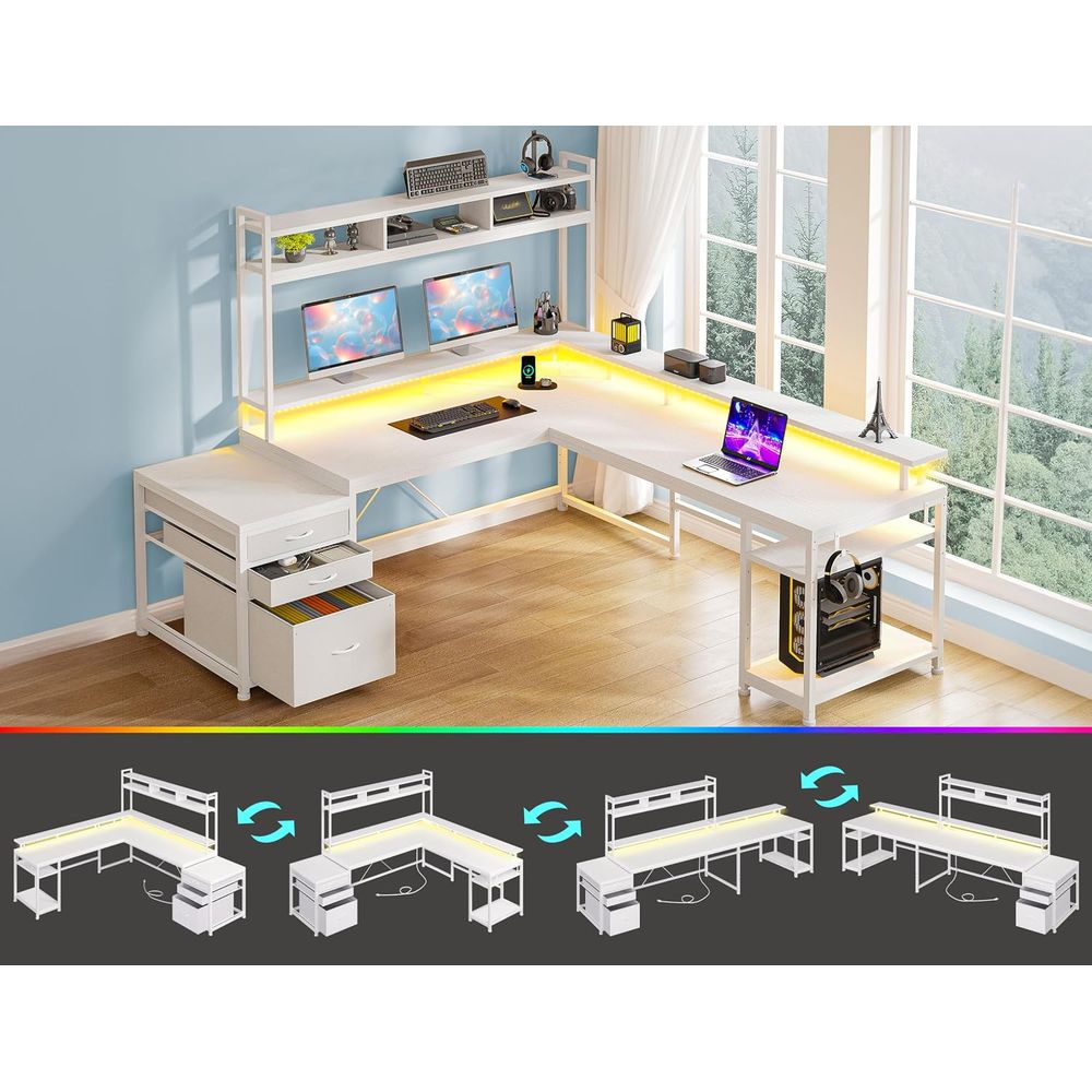 104-inch L-Shaped Desk for Dua - Desk Setup Dual Monitor review and price