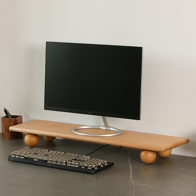 Natural Wood Desktop Riser Dua - Desk Setup Dual Monitor review and price