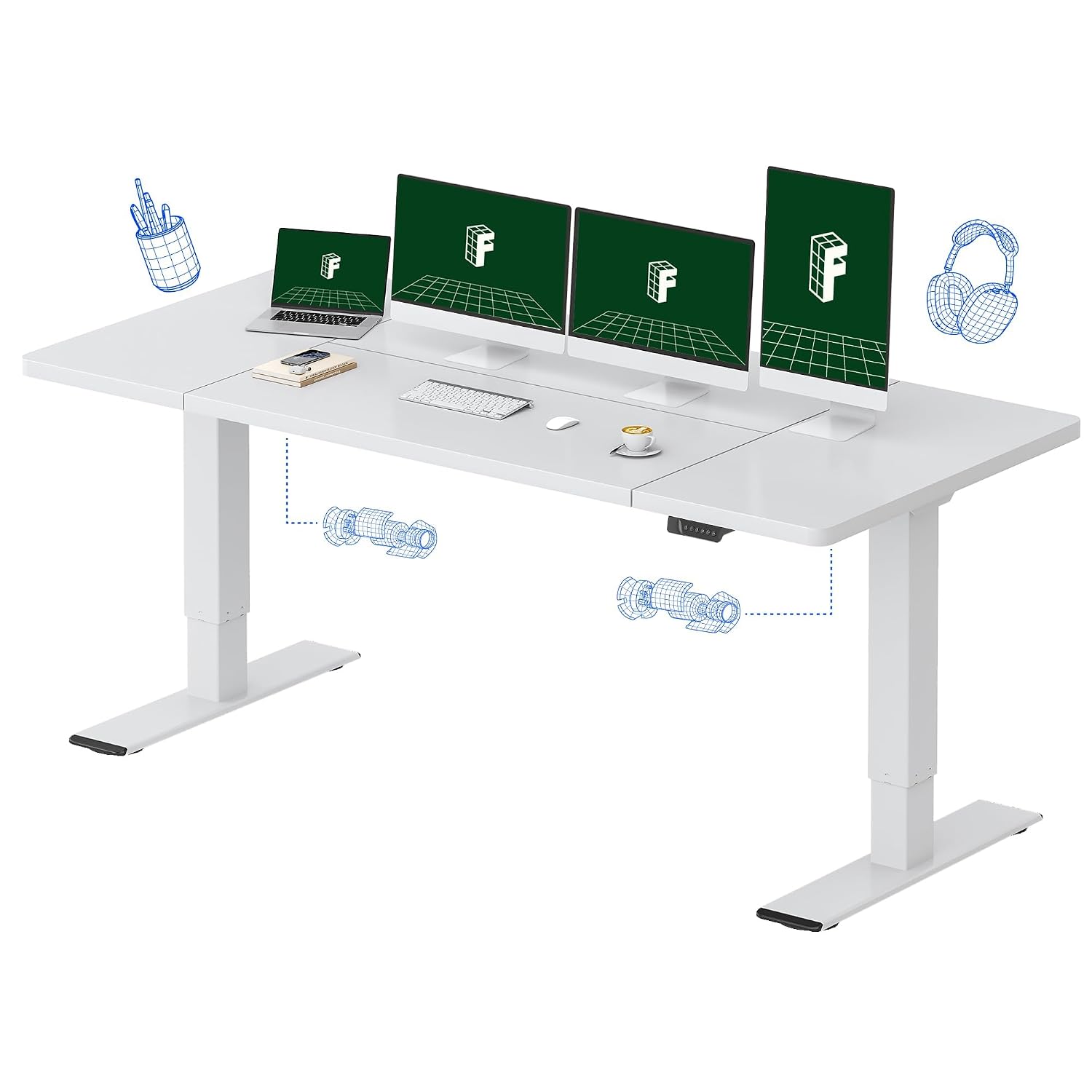 Large Dual Motor Electric Stan - Desk Setup Dual Monitor review and price