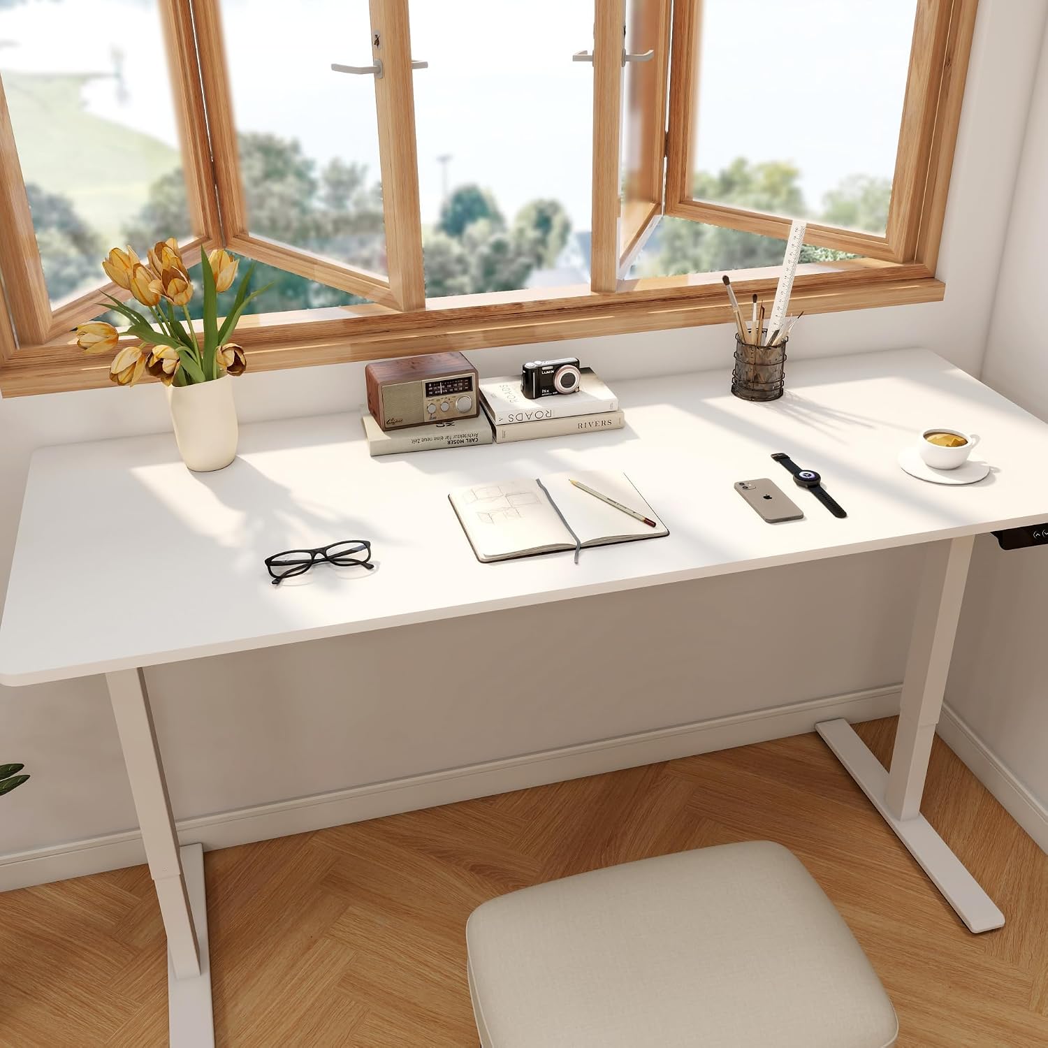 Large Dual Motor Electric Stan - Desk Setup Dual Monitor review and price