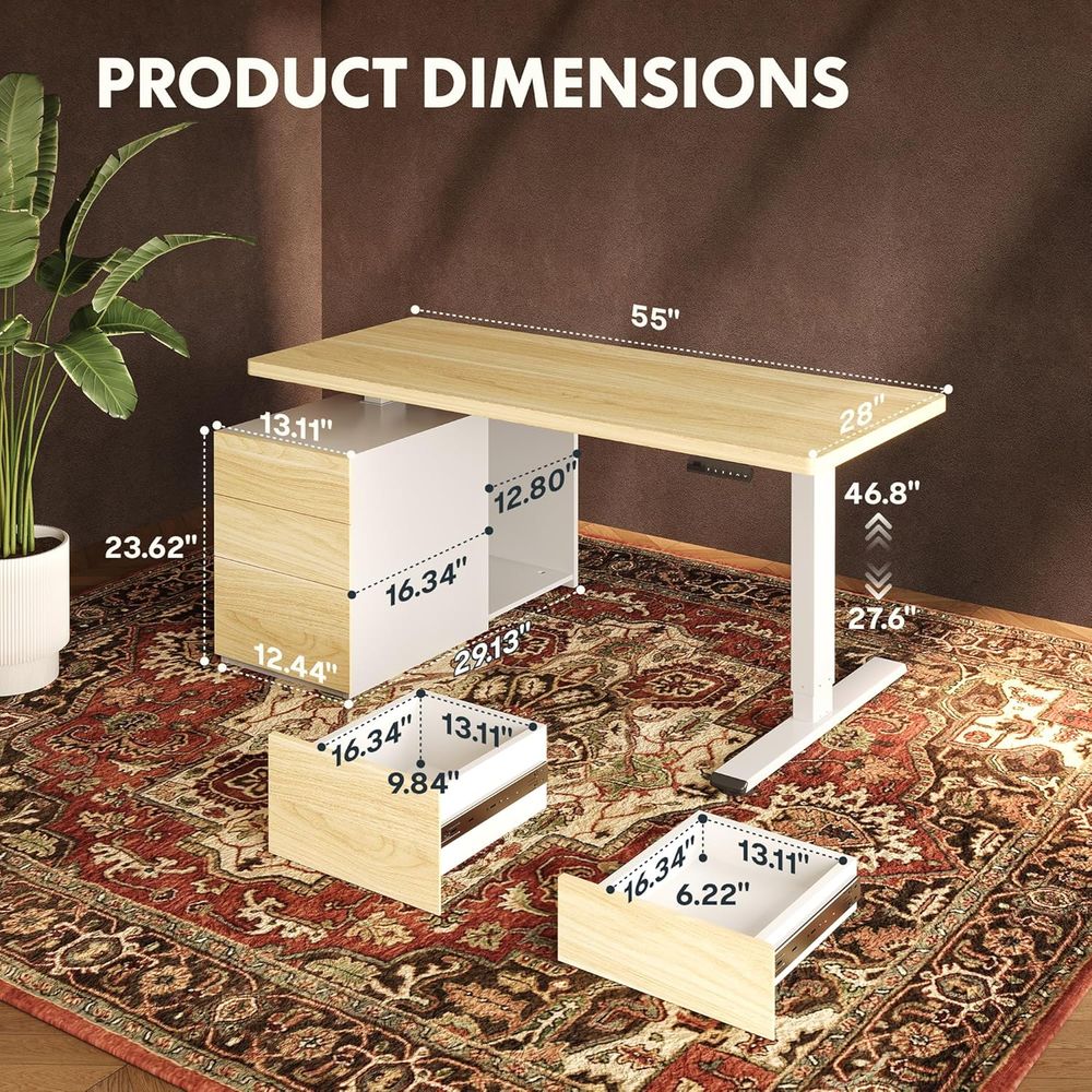 55 Large Dual Motor Standing D - Desk Setup Dual Monitor review and price