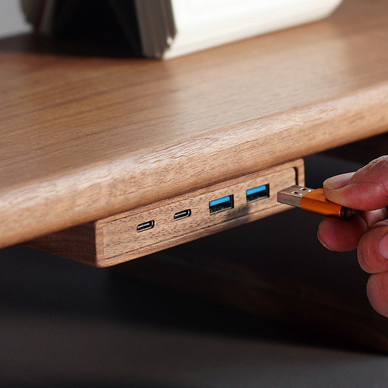 USB 3.2 Hub with Self-Adhesive - Monitor Riser Wood review and price