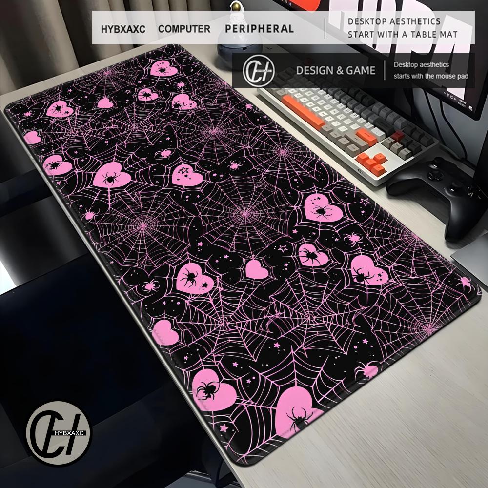 90x40 White or Pink Spiderweb  - Desk Setup Laptop review and price