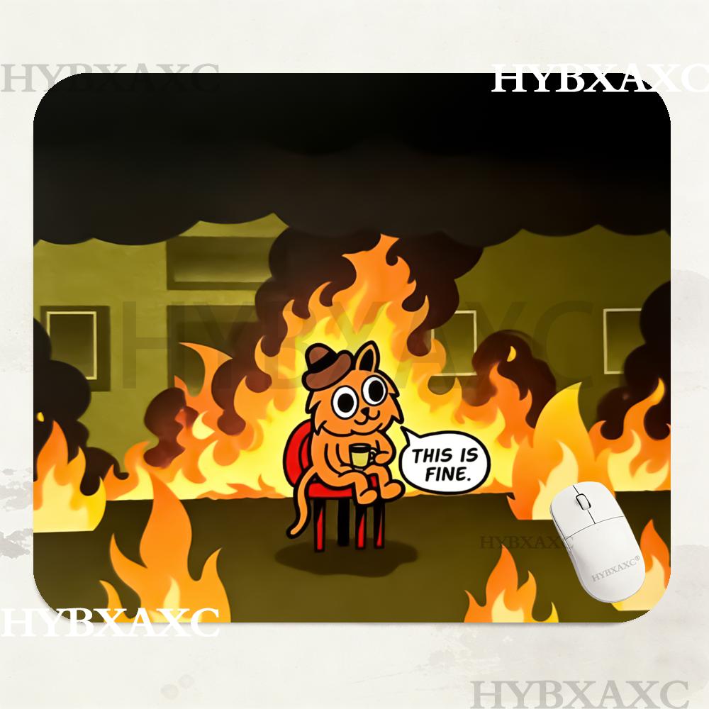 HYBXAXC This Is Fine Cat Meme  - Desk Setup Or Set Up review and price