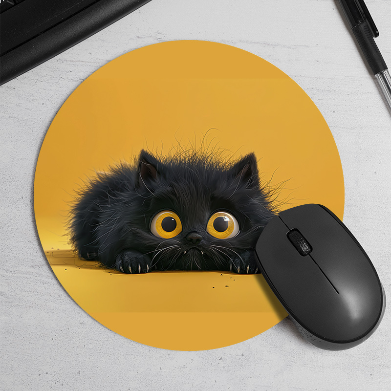 Cute Black Cat Round Mouse Pad - Desk Setup Or Set Up review and price