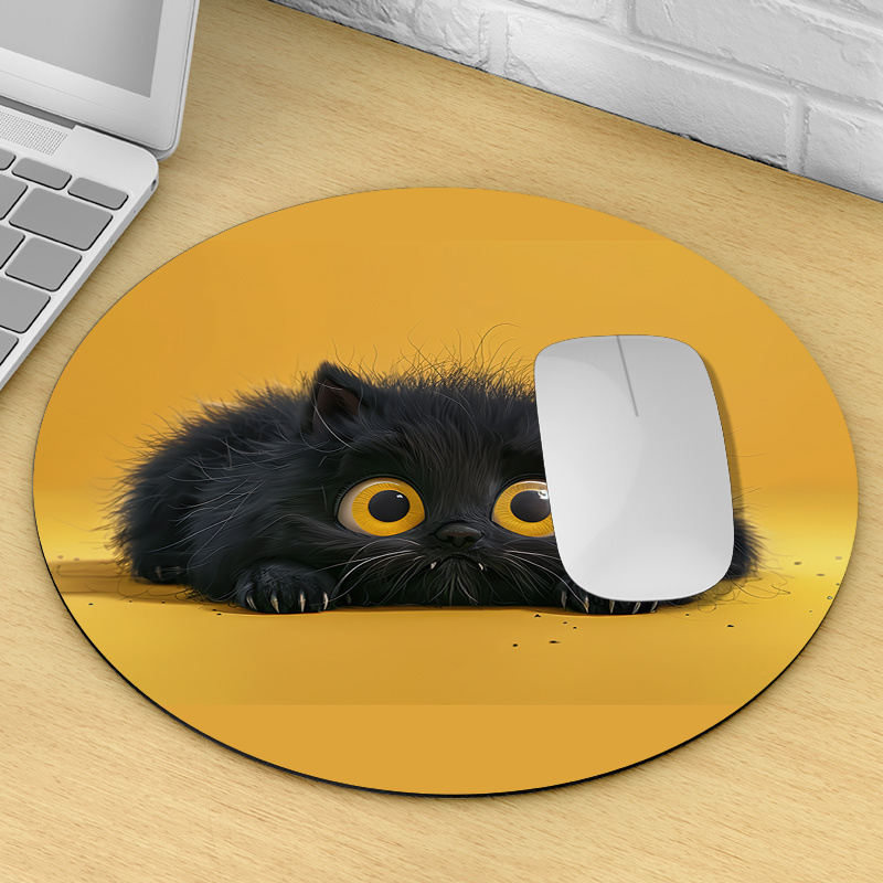 Cute Black Cat Round Mouse Pad - Desk Setup Or Set Up review and price