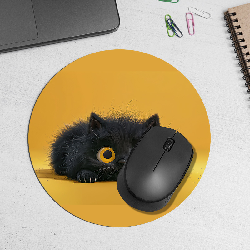 Cute Black Cat Round Mouse Pad - Desk Setup Or Set Up review and price