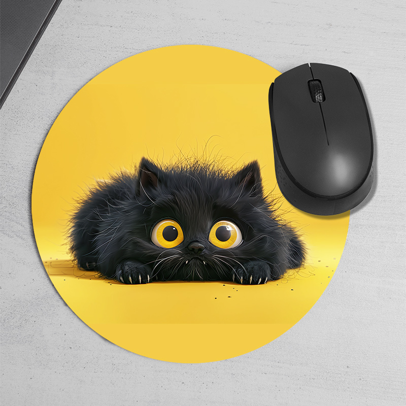 Cute Black Cat Round Mouse Pad - Desk Setup Or Set Up review and price